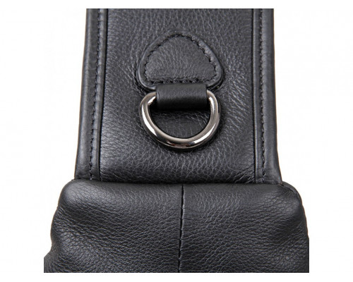 Кожаный черный мужской слинг 18х32х7, сумка рюкзак на одно плече TIDING BAG A25F-617-1A черная