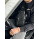 Кожаный черный мужской слинг 18х32х7, сумка рюкзак на одно плече TIDING BAG A25F-617-1A черная