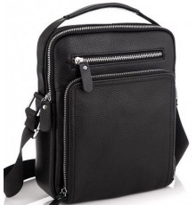 Кожаная мужская сумка-барсетка 21х26х6, мессенджер через плечо с ручкой Tiding Bag M32432 черный
