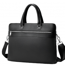 Кожаная мужская сумка для документов и ноутбука 37х28.5х7, офисный деловой портфель Tiding Bag NV23712 черный