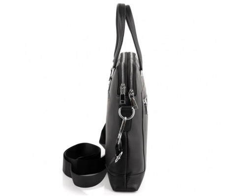 Кожаная мужская деловая сумка 38x29x8, папка портфель для работы Tiding Bag 30987 черная