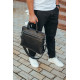 Кожаная мужская деловая сумка 38x29x8, папка портфель для работы Tiding Bag 30987 черная