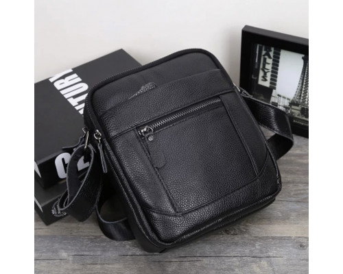 Мужская барсетка 18х21х7, кожаная сумка планшетка через плечо Tiding Bag SK N5386 черная