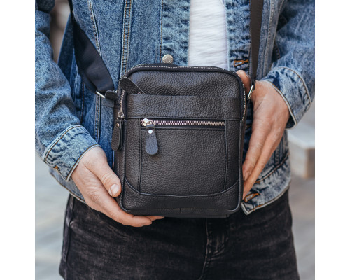 Мужская барсетка 18х21х7, кожаная сумка планшетка через плечо Tiding Bag SK N5386 черная