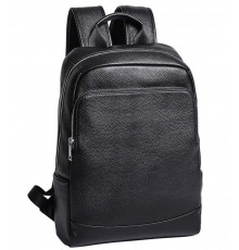 Рюкзак мужской кожаный 28х40х14, городская наплечная сумка для ноутбука и документов, черный