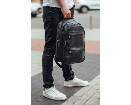 Мужской рюкзак для ноутбука и документов 28х42х18, сумка на спину из натуральной кожи Tiding Bag B2-37342A