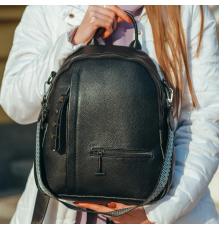 Женский кожаный рюкзак городской 23х32х13, сумка для города, путешествий и отдыха, черная