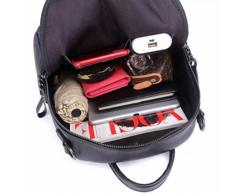 Женский кожаный рюкзак городской 23х32х13, сумка для города, путешествий и отдыха, черная