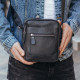 Мужская кожаная сумка планшет 18х21х7, барсетка через плечо Tiding Bag LA3314-1BL черная