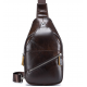 Мужской кожаный рюкзак на одно плечо 18х32х7, сумка-слинг для города TIDING BAG MK03983 коричневая