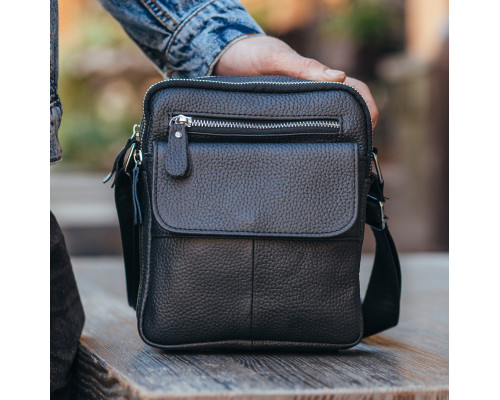 Сумка мужская через плечо 17х21х5, барсетка для учебы, мессенджер для телефона Tiding Bag IT-73302 черная