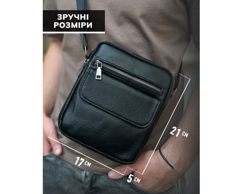 Сумка мужская через плечо 17х21х5, барсетка для учебы, мессенджер для телефона Tiding Bag IT-73302 черная