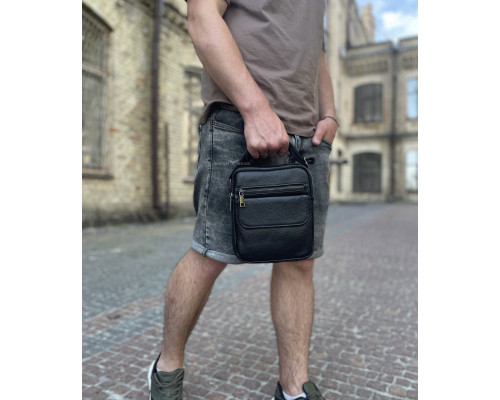 Сумка мужская через плечо 17х21х5, барсетка для учебы, мессенджер для телефона Tiding Bag IT-73302 черная