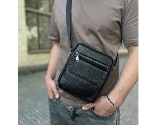 Сумка мужская через плечо 17х21х5, барсетка для учебы, мессенджер для телефона Tiding Bag IT-73302 черная