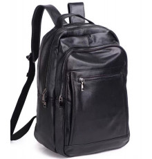 Кожаная мужской наплечная сумка для ноутбука и поездок 28х42х18, рюкзак для работы Tiding Bag D3-9343, черный