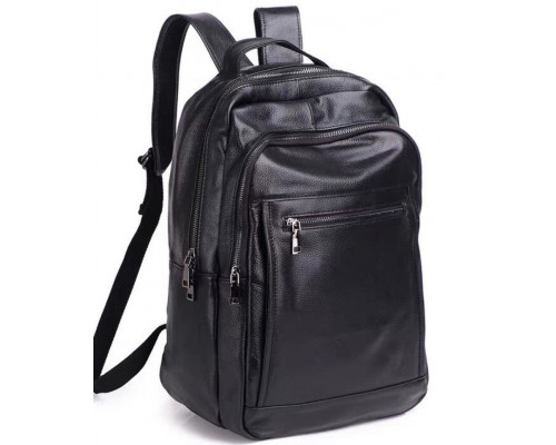 Кожаная мужской наплечная сумка для ноутбука и поездок 28х42х18, рюкзак для работы Tiding Bag D3-9343, черный