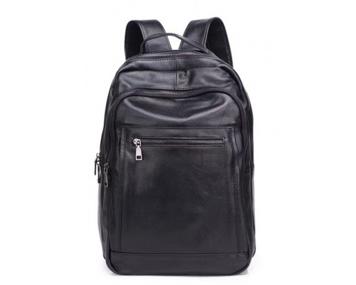 Кожаная мужской наплечная сумка для ноутбука и поездок 28х42х18, рюкзак для работы Tiding Bag D3-9343, черный