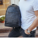 Кожаная мужской наплечная сумка для ноутбука и поездок 28х42х18, рюкзак для работы Tiding Bag D3-9343, черный