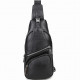 Мужская кожаная сумка-слинг 17х32х7, бананка для роботы и офиса TIDING BAG - MK-96303 черная