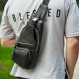 Мужская кожаная сумка-слинг 17х32х7, бананка для роботы и офиса TIDING BAG - MK-96303 черная