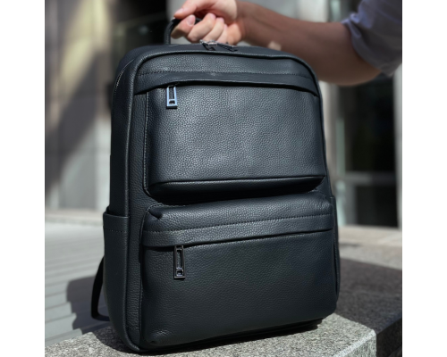 Мужской рюкзак для ноутбука и поездок из натуральной кожи 40х30х16, сумка наплечная Tiding Bag , черная