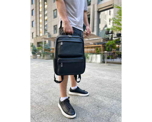 Мужской рюкзак для ноутбука и поездок из натуральной кожи 40х30х16, сумка наплечная Tiding Bag , черная