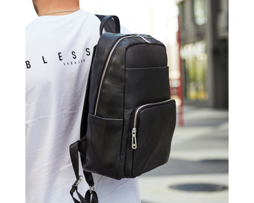 Мужской кожаный рюкзак для поездок и отдыха 30х40х16, сумка наплечная Tiding Bag 59331, черная