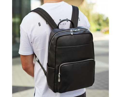 Мужской кожаный рюкзак для поездок и отдыха 30х40х16, сумка наплечная Tiding Bag 59331, черная