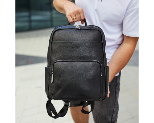 Мужской кожаный рюкзак для поездок и отдыха 30х40х16, сумка наплечная Tiding Bag 59331, черная