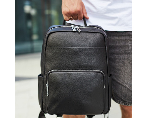 Мужской кожаный рюкзак для поездок и отдыха 30х40х16, сумка наплечная Tiding Bag 59331, черная
