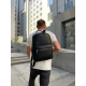Кожаный мужской рюкзак городской 30х41х12, сумка на плечи для ноутбука и документов Tiding Bag 20334 черная