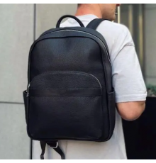 Мужской городской кожаный рюкзак 28х39х15, сумка наплечная для работы и путешествий Tiding Bag 60320 черная