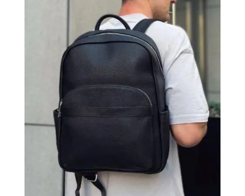 Мужской городской кожаный рюкзак 28х39х15, сумка наплечная для работы и путешествий Tiding Bag 60320 черная