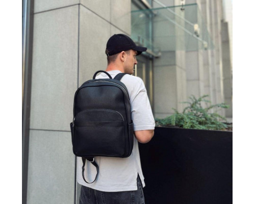 Мужской городской кожаный рюкзак 28х39х15, сумка наплечная для работы и путешествий Tiding Bag 60320 черная