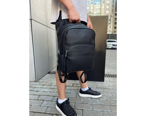 Мужской городской кожаный рюкзак 28х39х15, сумка наплечная для работы и путешествий Tiding Bag 60320 черная