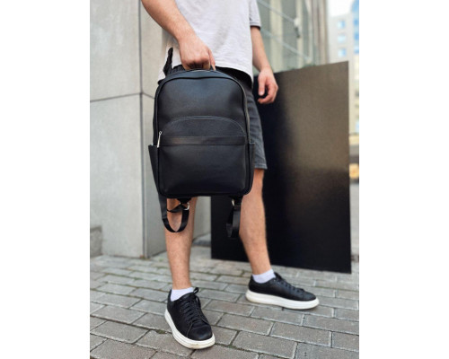 Мужской городской кожаный рюкзак 28х39х15, сумка наплечная для работы и путешествий Tiding Bag 60320 черная
