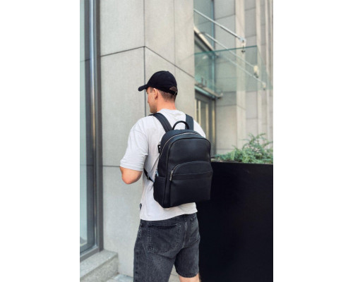 Мужской городской кожаный рюкзак 28х39х15, сумка наплечная для работы и путешествий Tiding Bag 60320 черная