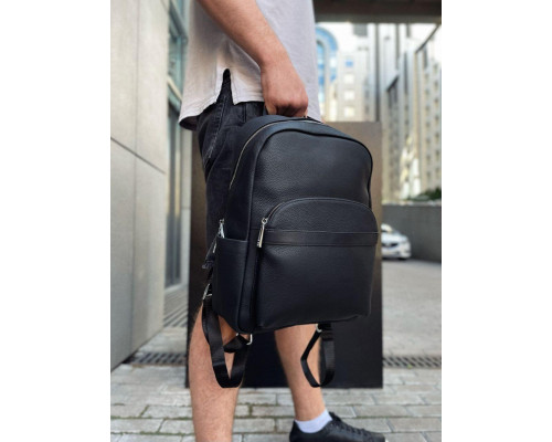 Мужской городской кожаный рюкзак 28х39х15, сумка наплечная для работы и путешествий Tiding Bag 60320 черная