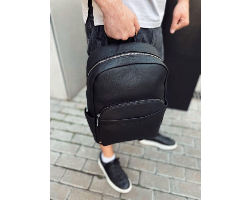 Мужской городской кожаный рюкзак 28х39х15, сумка наплечная для работы и путешествий Tiding Bag 60320 черная