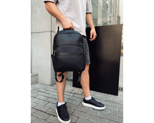 Мужской городской кожаный рюкзак 28х39х15, сумка наплечная для работы и путешествий Tiding Bag 60320 черная