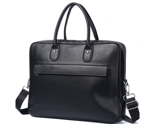 Кожаная мужская сумка для ноутбука 40х30х8, офисный деловой портфель Tiding Bag M364A черный