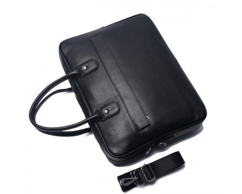 Кожаная мужская сумка для ноутбука 40х30х8, офисный деловой портфель Tiding Bag M364A черный
