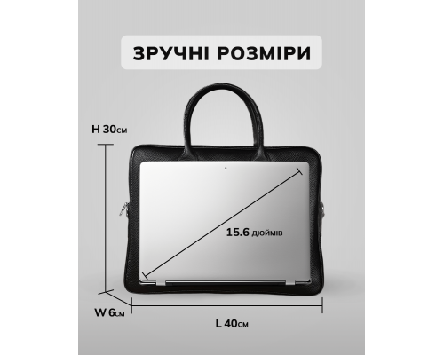 Кожаная мужская сумка для ноутбука 40х30х8, офисный деловой портфель Tiding Bag M364A черный