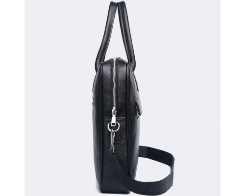 Кожаная мужская сумка для ноутбука 40х30х8, офисный деловой портфель Tiding Bag M364A черный