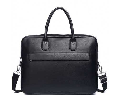 Кожаная мужская сумка для ноутбука 40х30х8, офисный деловой портфель Tiding Bag M364A черный