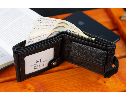 Классическое мужское портмоне из натуральной кожи ST Leather ST102 Черный