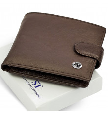 Кожаное мужское портмоне на кнопке ST Leather ST104 Коричневое