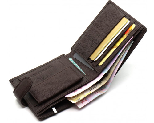 Кожаное мужское портмоне на кнопке ST Leather ST104 Коричневое