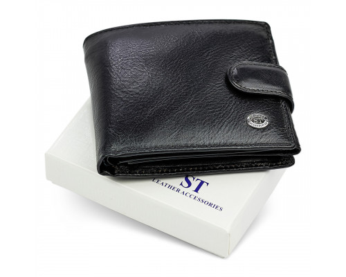 Классическое мужское портмоне из натуральной кожи ST Leather В102 Черный