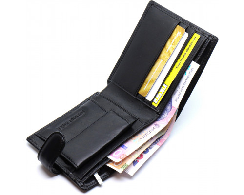 Кожаное мужское портмоне на кнопке ST Leather ST104 Черный
